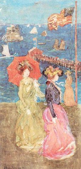 Maurice Prendergast Figures Under the Flag china oil painting image